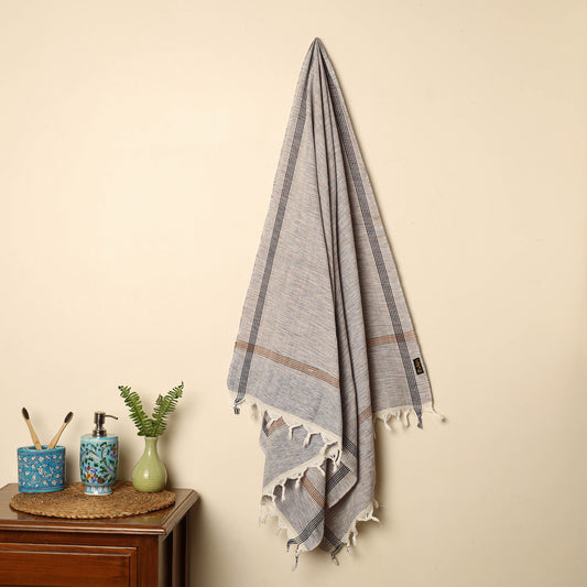 Grey - Handloom Fine Cotton Plain Bath Towel 68