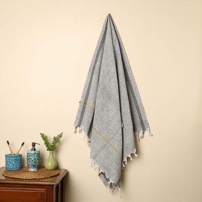 Grey - Handloom Fine Cotton Plain Bath Towel 69