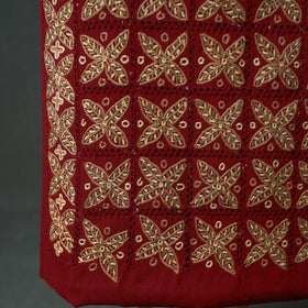 Kashmiri Aari Hand Embroidered Cutwork Pure Merino Wool Unstitched Dress Material: Kurta, Bottom with Dupatta 11
