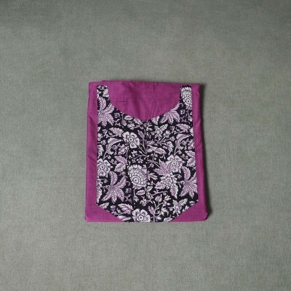 Patchwork Mangalagiri Handloom Cotton Unstitched Kurta Material (2.5m) 37