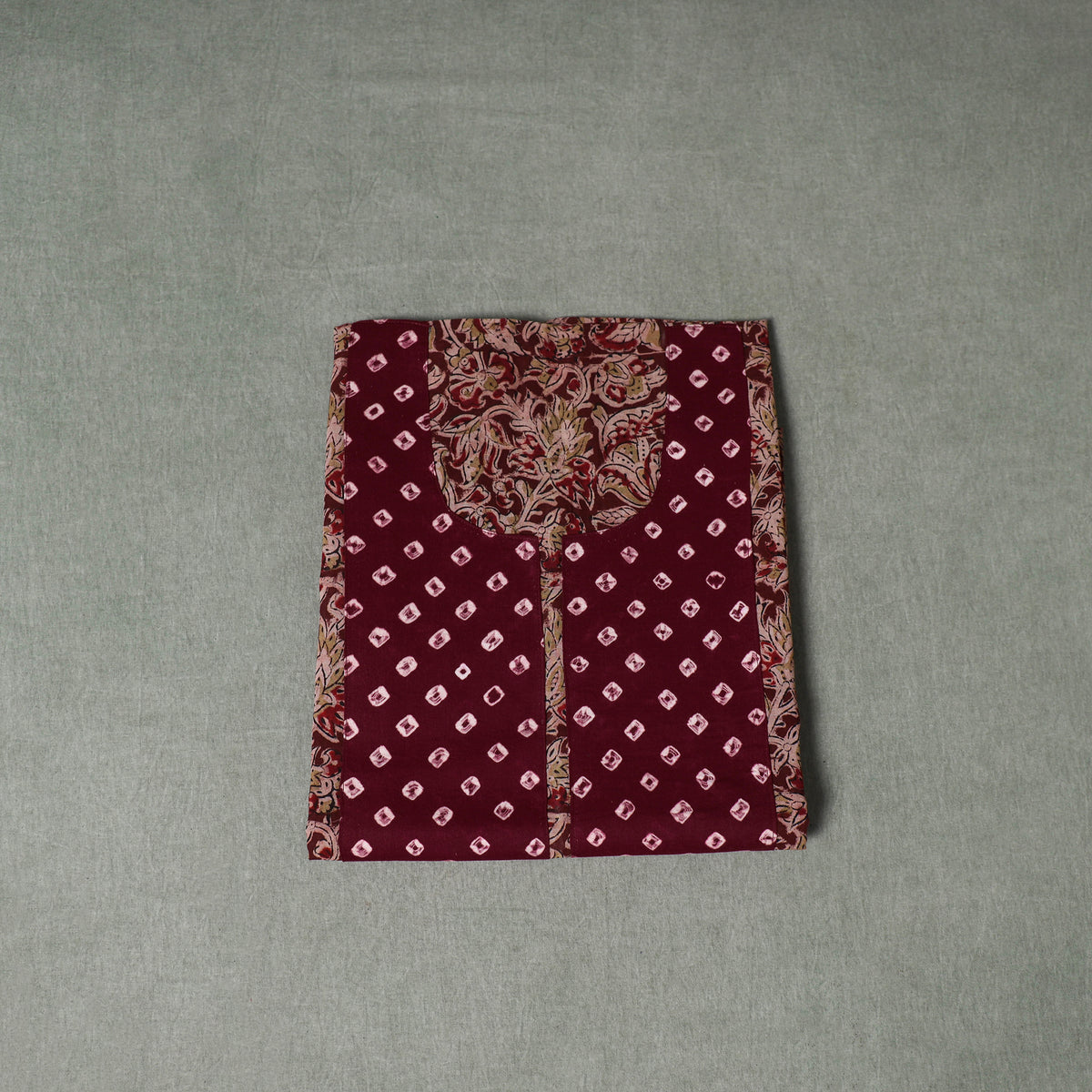 Patchwork Kalamkari Block Print Cotton Unstitched Kurta Material (2.5m) 36