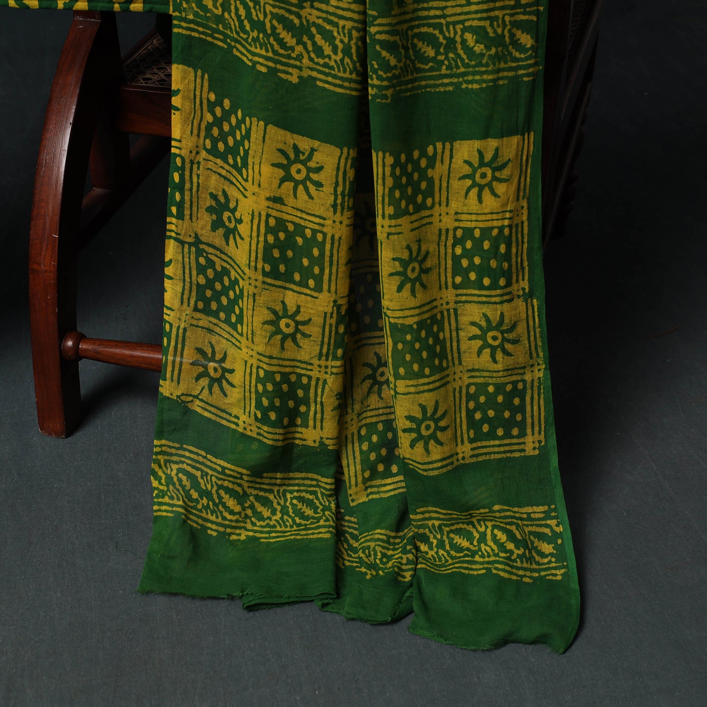 Kutch Hand Block Batik Print Cotton 3pc Unstitched Dress Material Suit Set 66