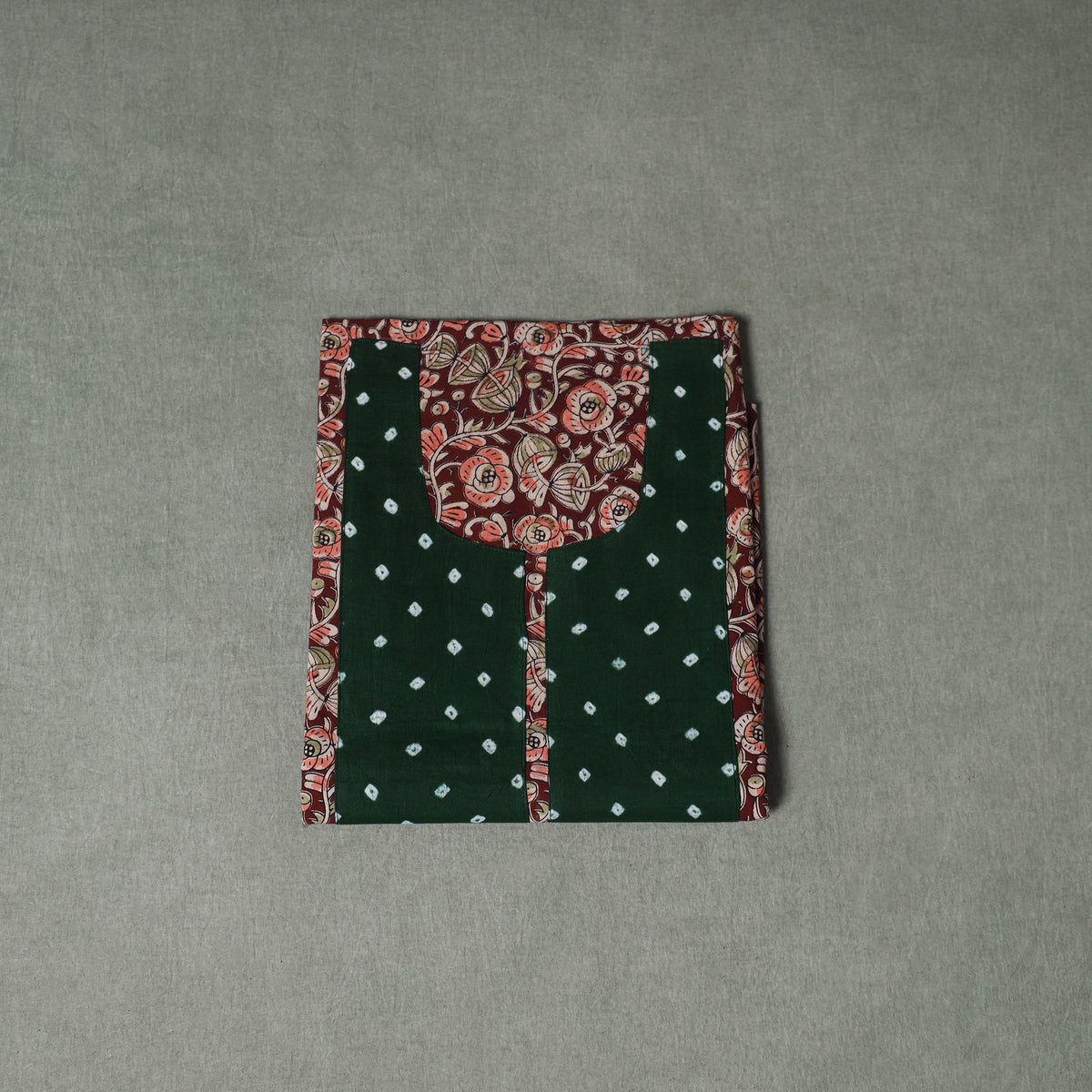 Patchwork Kalamkari Block Print Cotton Unstitched Kurta Material (2.5m) 33
