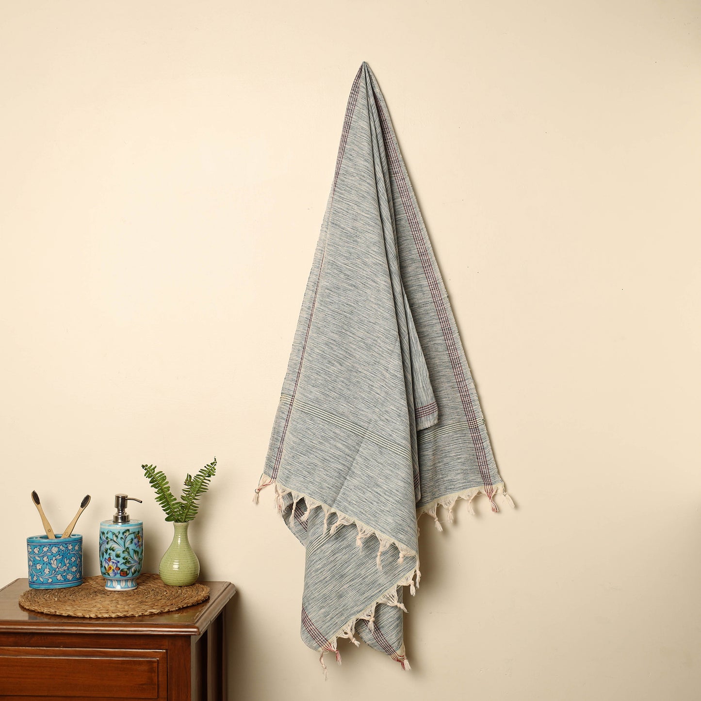 Grey - Handloom Fine Cotton Plain Bath Towel 71