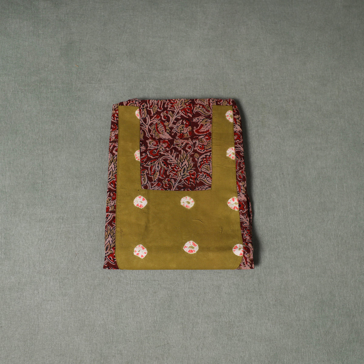 Patchwork Kalamkari Block Print Cotton Unstitched Kurta Material (2.5m) 32