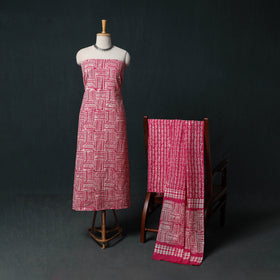 Kutch Hand Block Batik Print Cotton 3pc Unstitched Dress Material Suit Set 67