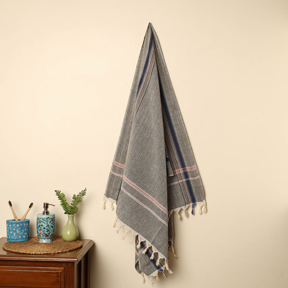 Grey - Handloom Fine Cotton Plain Bath Towel 72