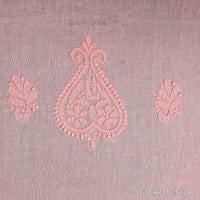 Peach - Hand Embroidery Mul Cotton Chikankari Kurta Material - (3m) 32