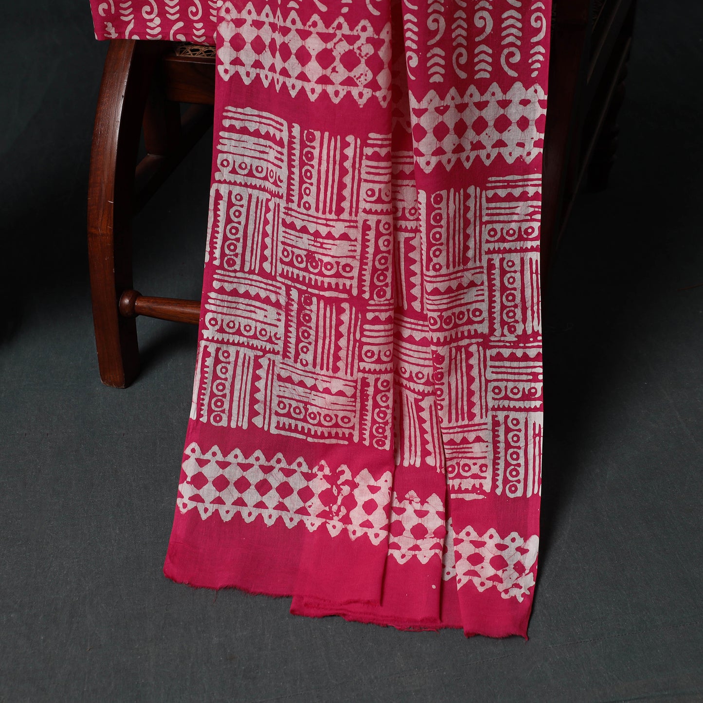 Kutch Hand Block Batik Print Cotton 3pc Unstitched Dress Material Suit Set 67