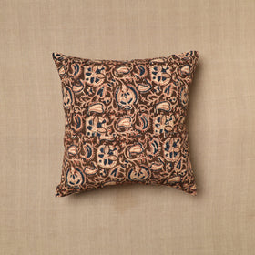 Brown Pedana Block Print Cotton Kalamkari Cushion Cover