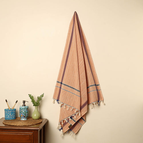 Orange - Handloom Fine Cotton Plain Bath Towel 73