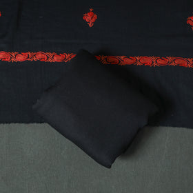 Kashmiri Aari Hand Embroidered Pure Merino Wool Unstitched Dress Material: Kurta, Bottom with Dupatta 12