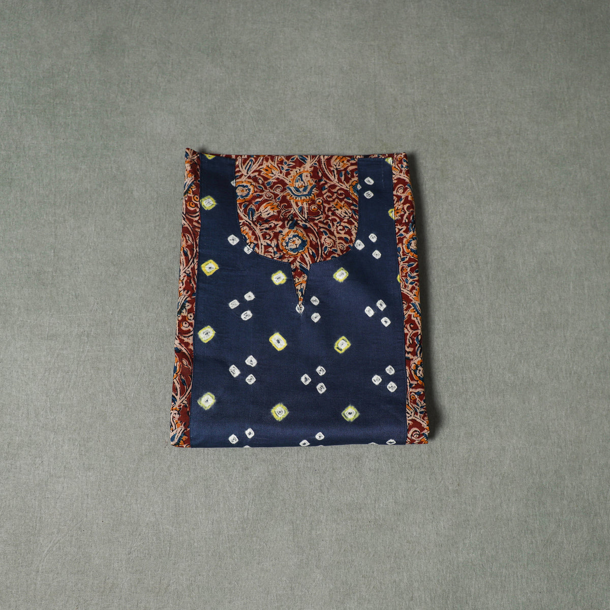 Patchwork Kalamkari Block Print Cotton Unstitched Kurta Material (2.5m) 28