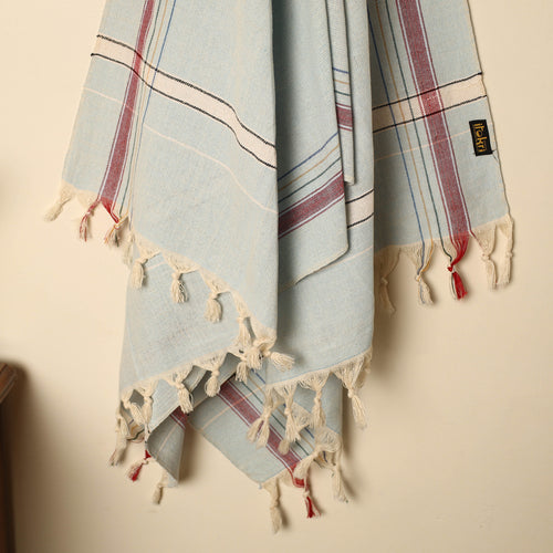 Blue - Handloom Fine Cotton Plain Bath Towel 74