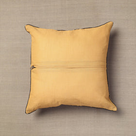 Yellow Block Print Cotton Kalamkari Cushion Cover