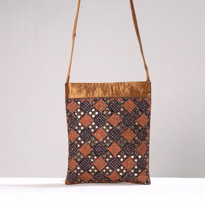 Multicolor - Kutch Neran Hand Embroidery Mashru Silk Sling Bag