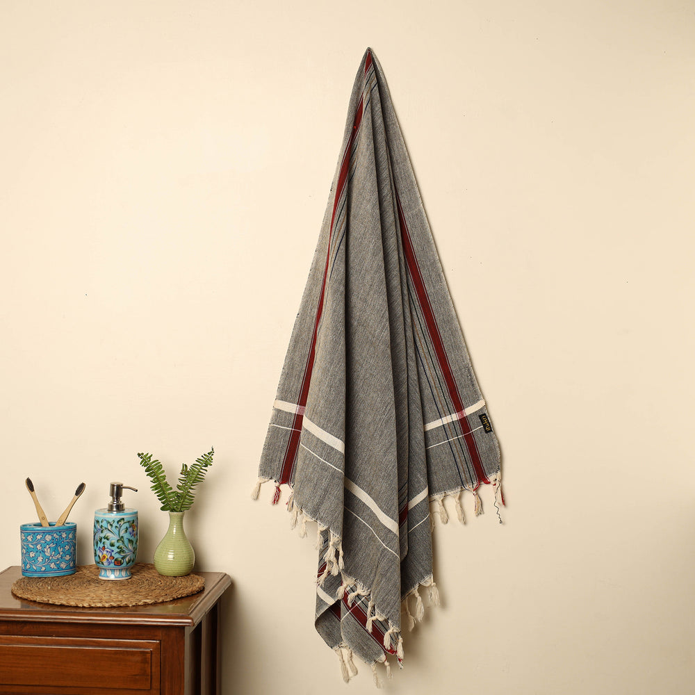 Grey - Handloom Fine Cotton Plain Bath Towel 75