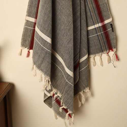 Grey - Handloom Fine Cotton Plain Bath Towel 75