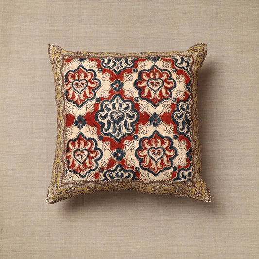Multicolor - Original Pedana Kalamkari Block Printed Cotton Cushion Cover (16 x 16 in) 20