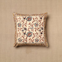 Beige - Pedana Block Print Cotton Kalamkari Cushion Cover 04