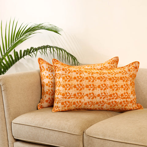 Yellow - set of 2 hand batik cotton pillow covers 05