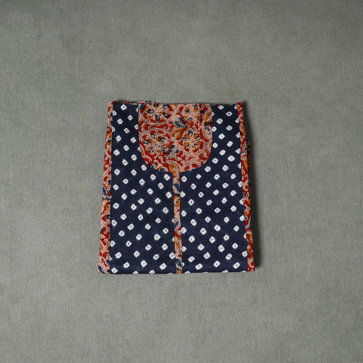 Patchwork Kalamkari Block Print Cotton Unstitched Kurta Material (2.5m) 21