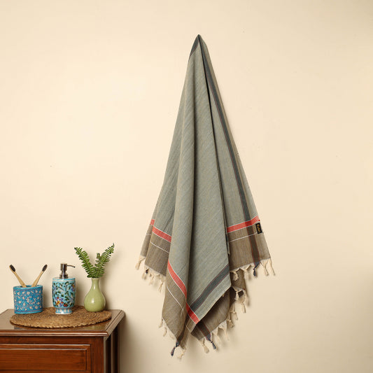 Green - Handloom Fine Cotton Plain Bath Towel 78