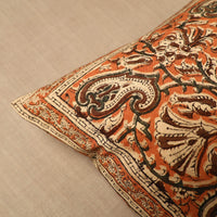 Orange - Pedana Block Print Cotton Kalamkari Cushion Cover 06