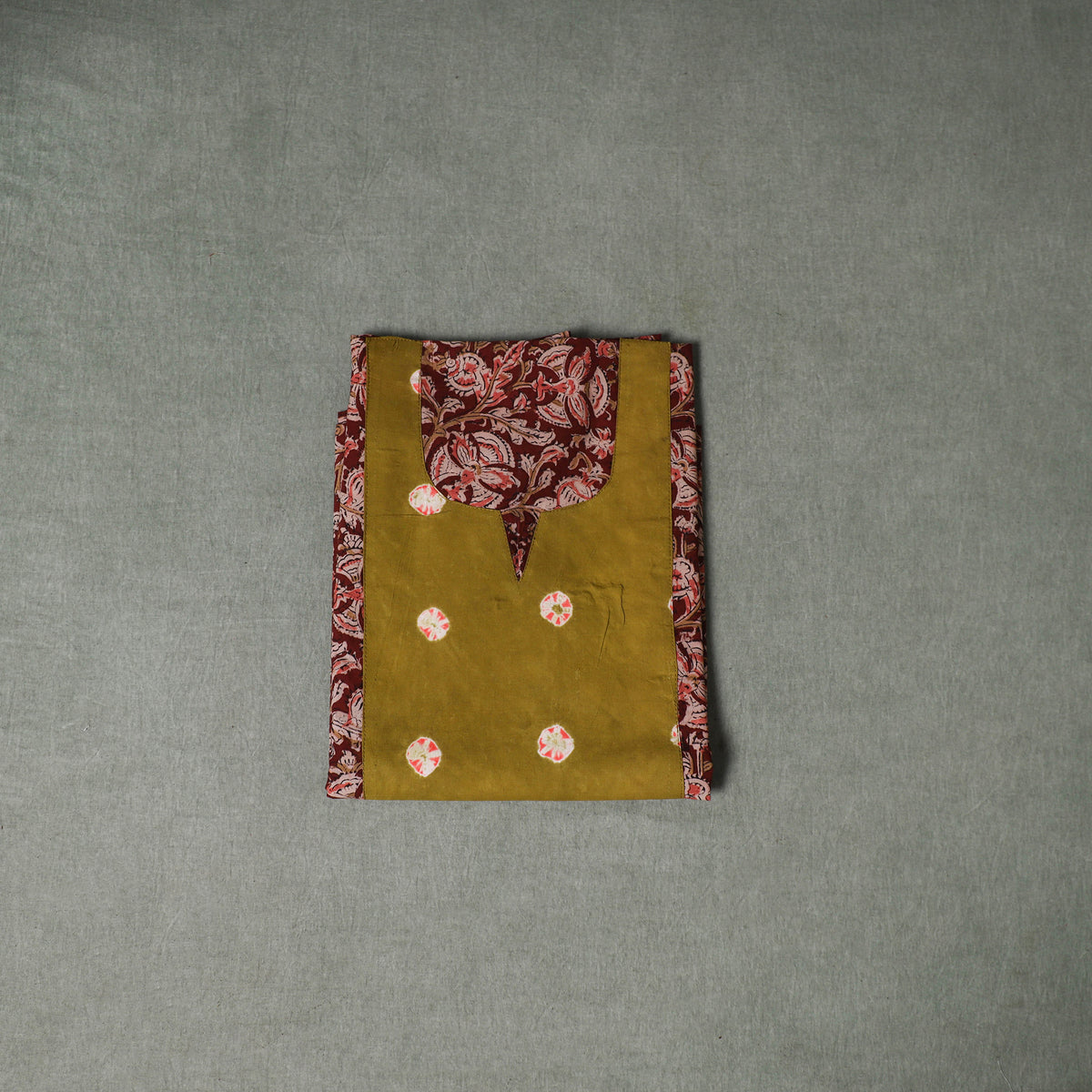 Patchwork Kalamkari Block Print Cotton Unstitched Kurta Material (2.5m) 17