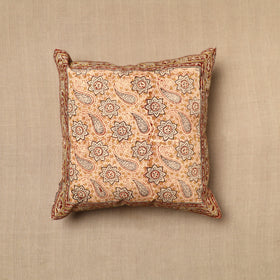 Beige - Pedana Block Print Cotton Kalamkari Cushion Cover 07