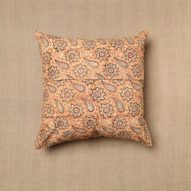 Beige - Pedana Block Print Cotton Kalamkari Cushion Cover 07