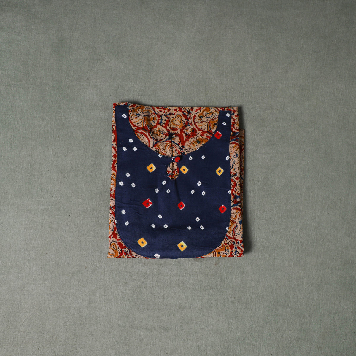 Patchwork Kalamkari Block Print Cotton Unstitched Kurta Material (2.5m) 11