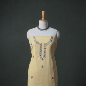 Kashmiri Sozni Hand Embroidered Pure Merino Wool Unstitched Dress Material: Kurta, Bottom with Dupatta 15