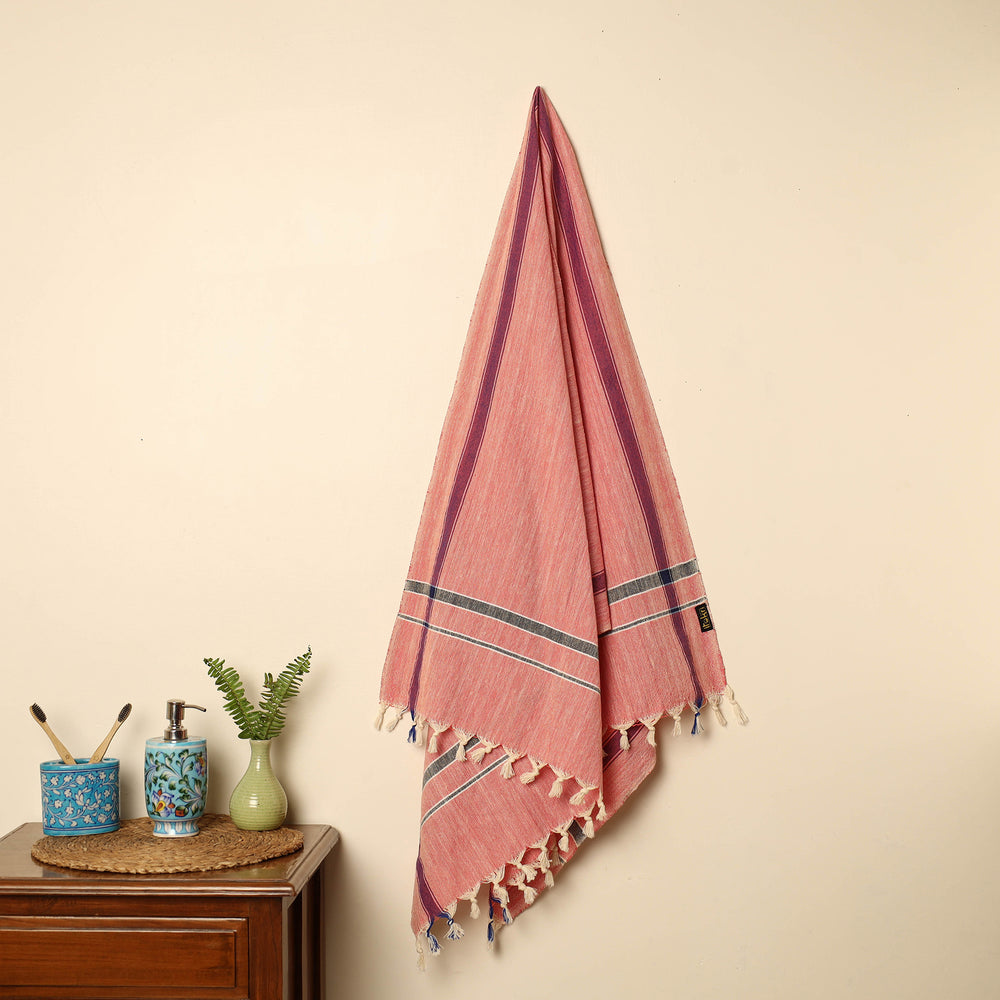 Pink - Handloom Fine Cotton Plain Bath Towel 82