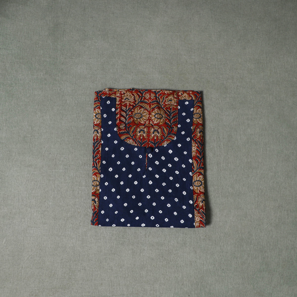 Patchwork Kalamkari Block Print Cotton Unstitched Kurta Material (2.5m) 10