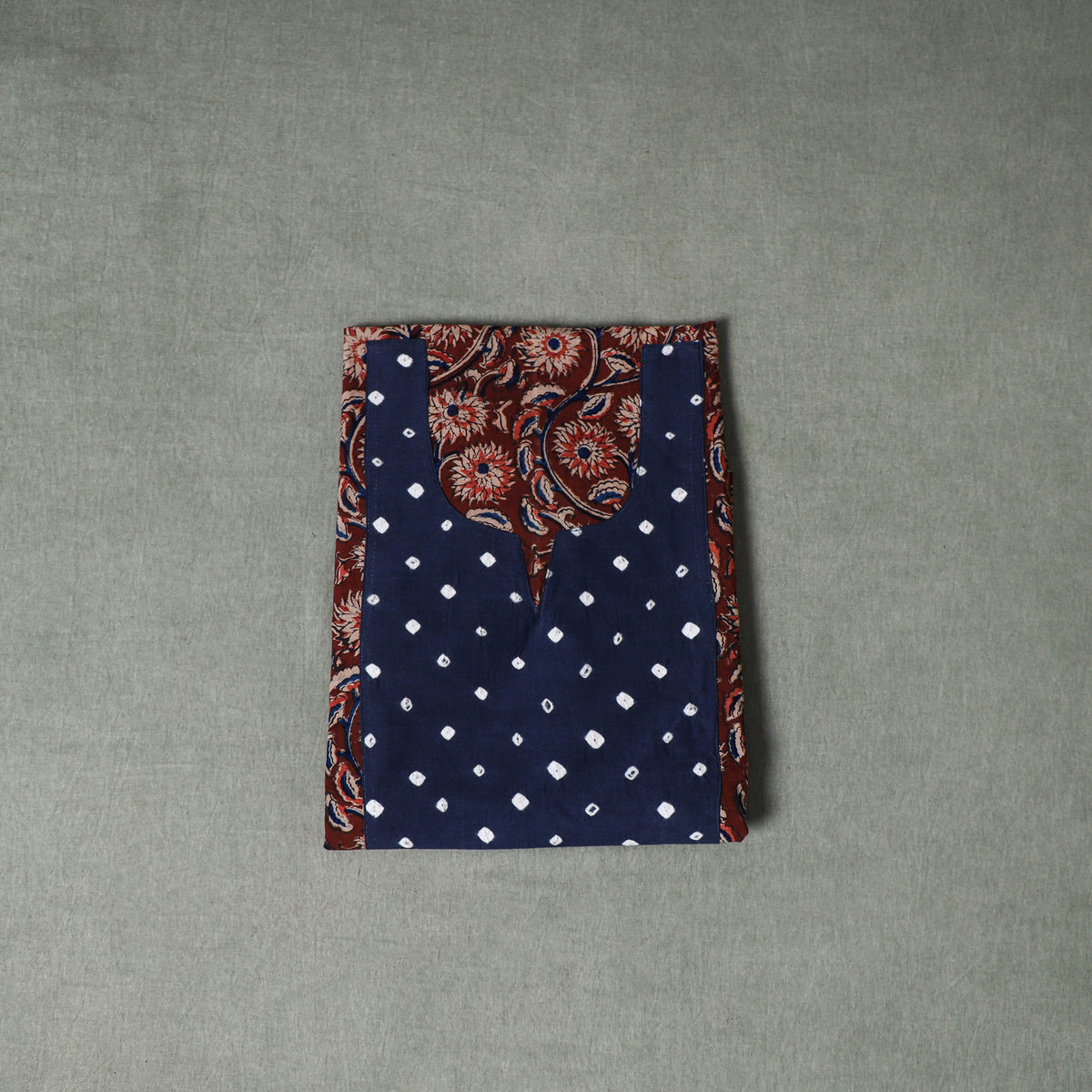 Patchwork Kalamkari Block Print Cotton Unstitched Kurta Material (2.5m) 09