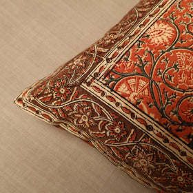  Orange Pedana Block Print Cotton Kalamkari Cushion Cover