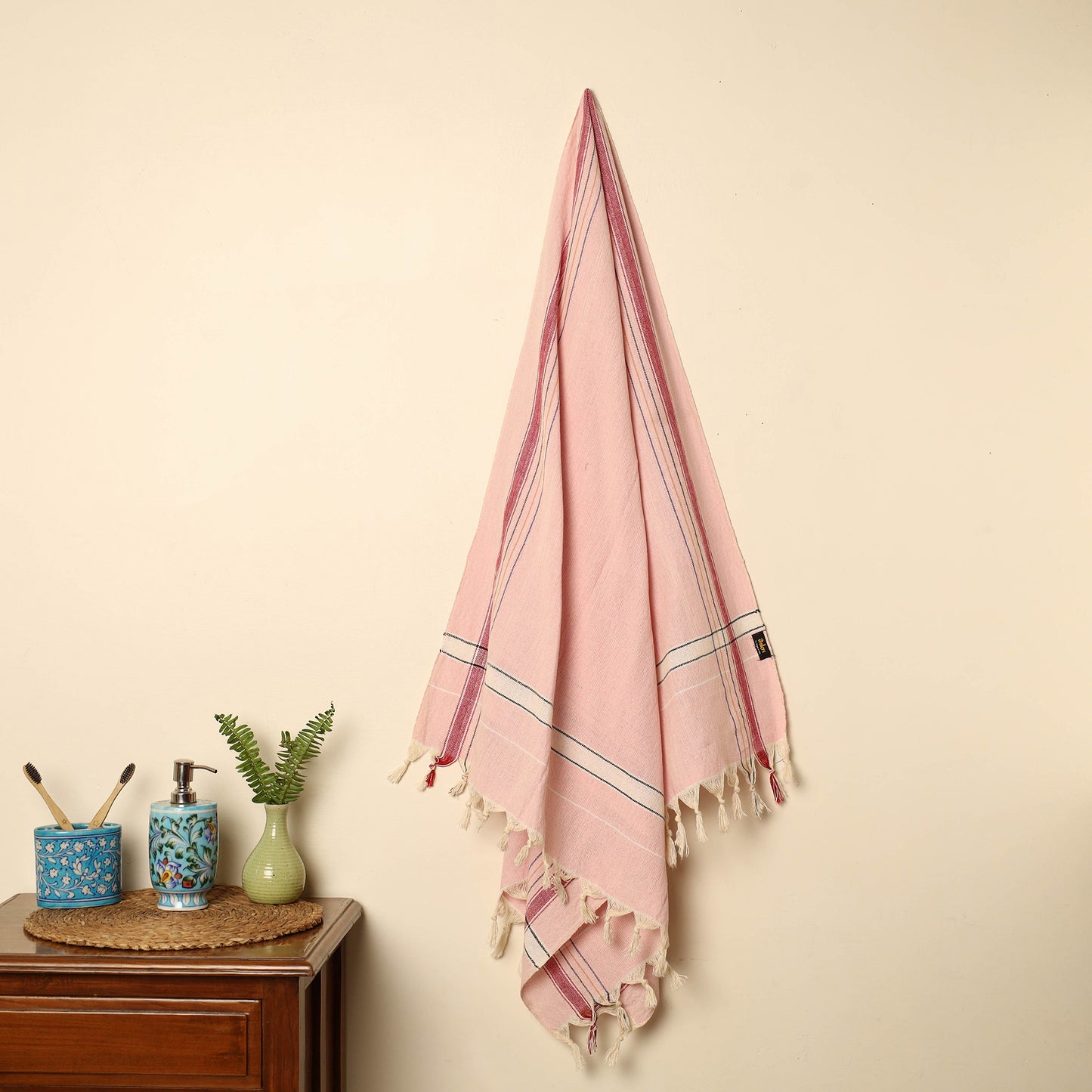 Pink - Handloom Fine Cotton Plain Bath Towel 83