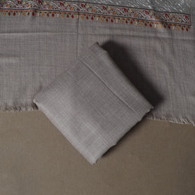 Grey - Woolen Heavy Chain Stitch Embroidered Unstitched Dress Material: Kurta, Bottom & Dupatta 18