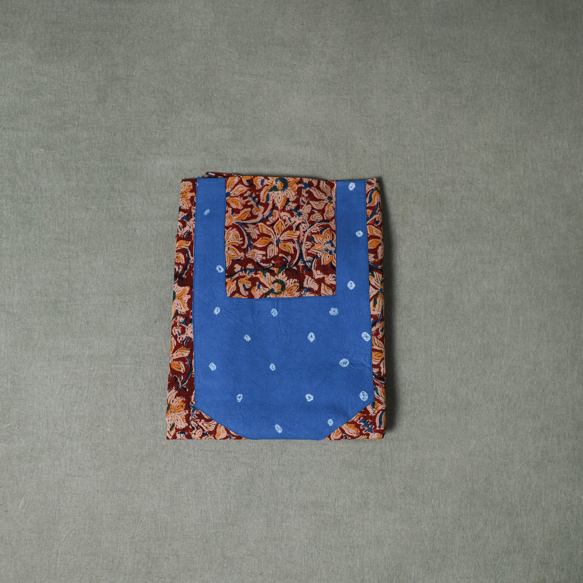 Patchwork Kalamkari Block Print Cotton Unstitched Kurta Material (2.5m) 06
