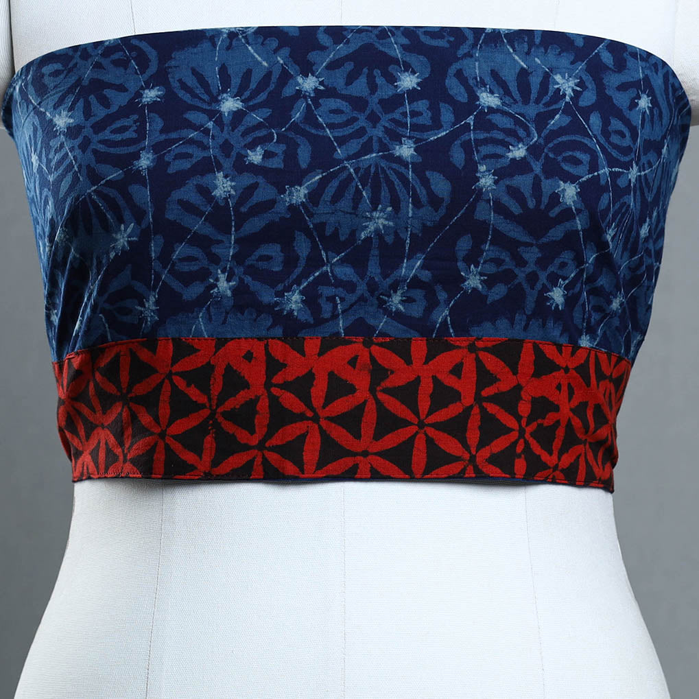 Blue - Block Print Cotton Akola Blouse piece 141