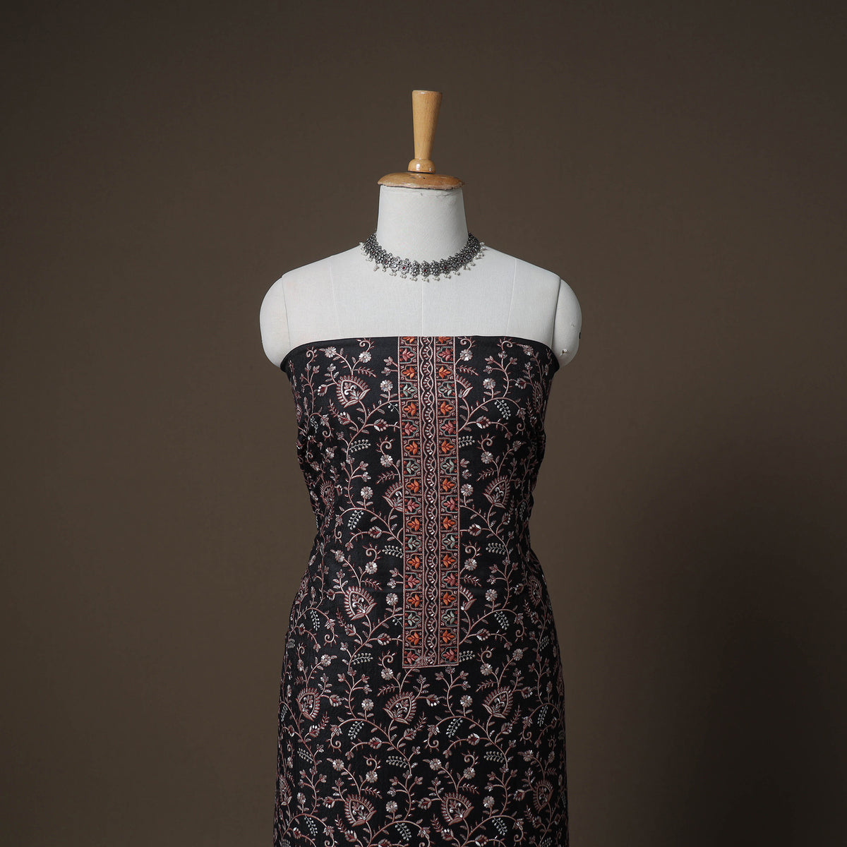 Woolen Heavy Embroidered Unstitched Dress Material: Kurta, Bottom & Dupatta 17