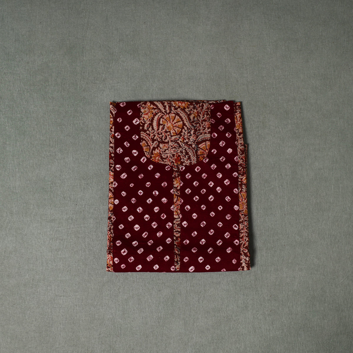 Patchwork Kalamkari Block Print Cotton Unstitched Kurta Material (2.5m) 02
