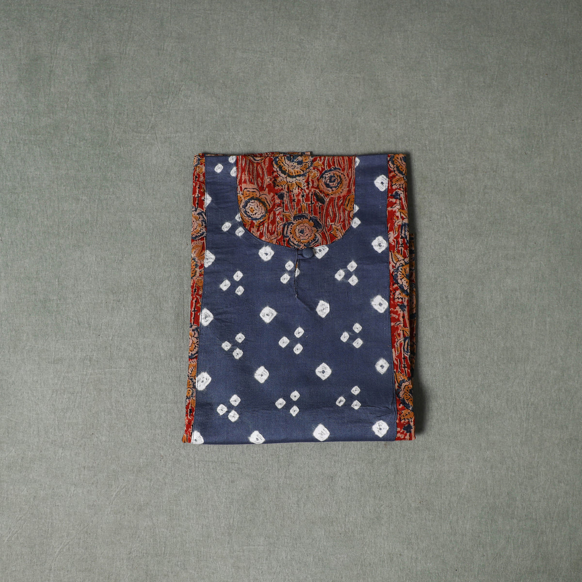 Patchwork Kalamkari Block Print Cotton Unstitched Kurta Material (2.5m) 01