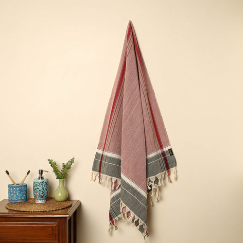 Maroon - Handloom Fine Cotton Plain Bath Towel 86