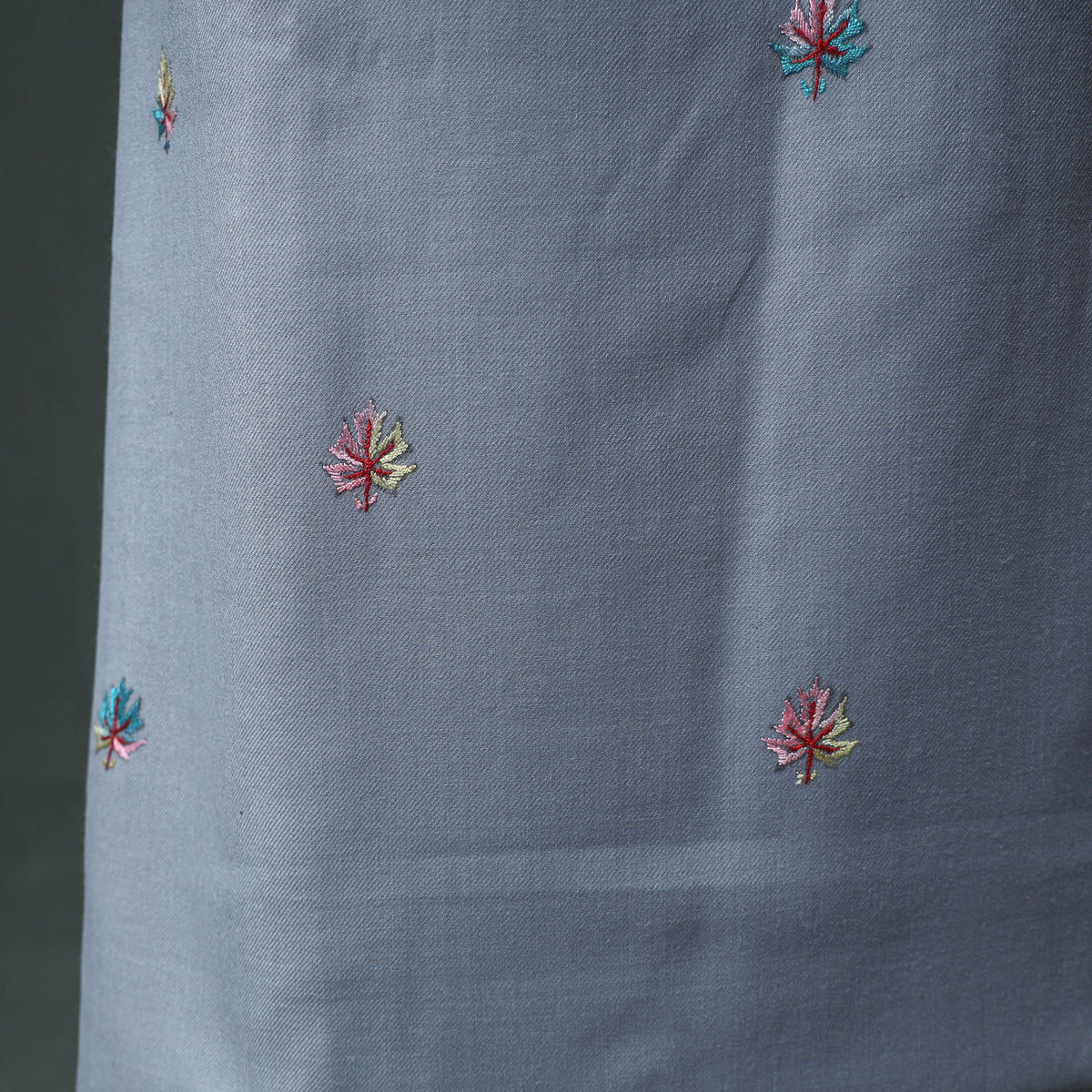 Kashmiri Sozni Hand Embroidered Pure Merino Wool Unstitched Dress Material: Kurta, Bottom with Dupatta 16