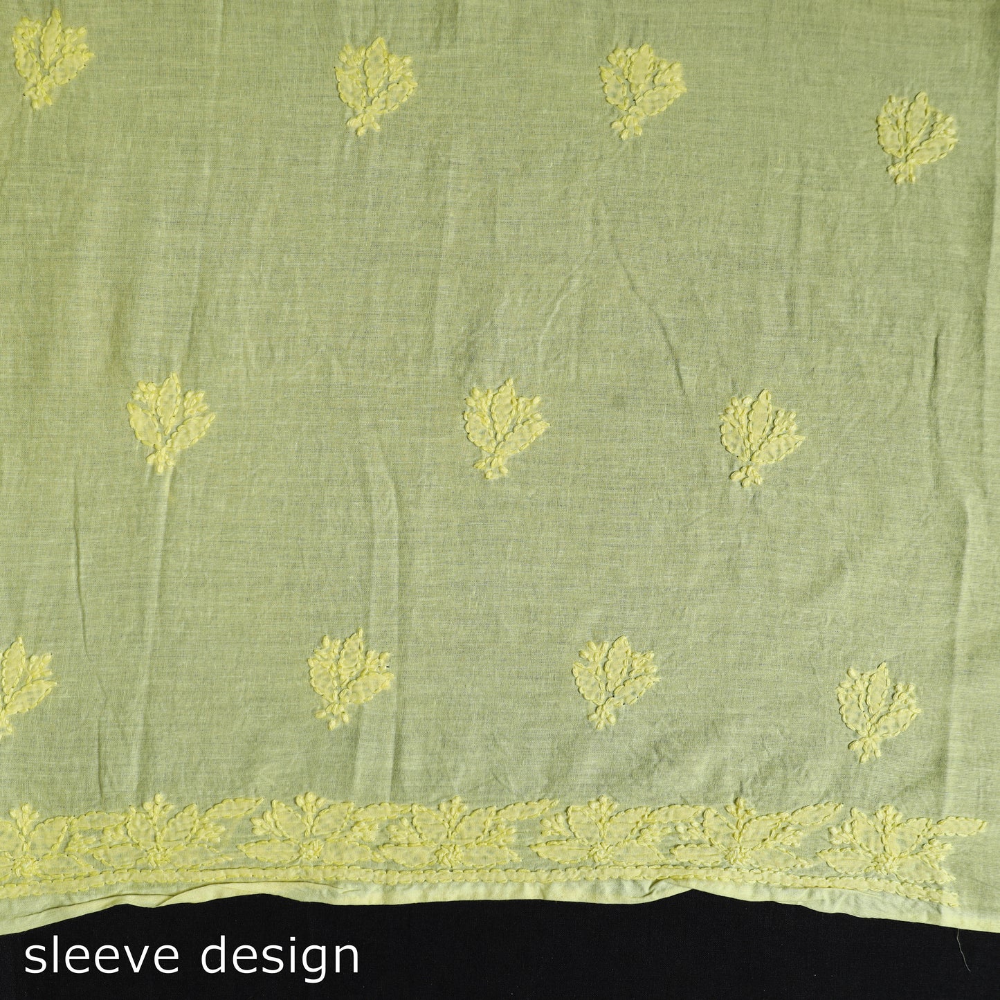 Yellow - Hand Embroidery Mul Cotton Chikankari Kurta Material (3.1m) 38