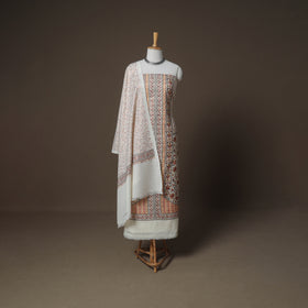 Multicolor - Woolen Heavy Chain Stitch Embroidered Unstitched Dress Material: Kurta, Bottom & Dupatta 19