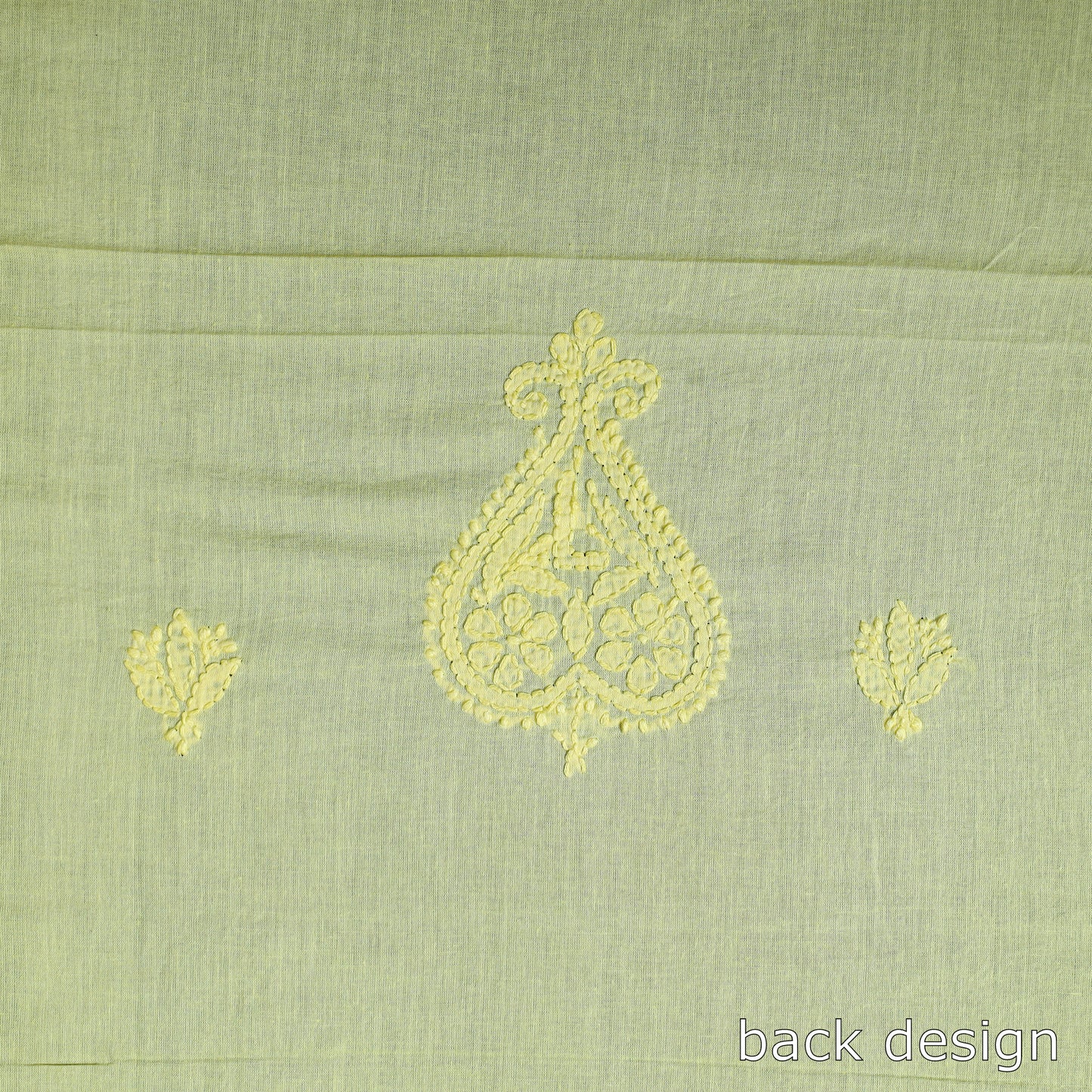 Yellow - Hand Embroidery Mul Cotton Chikankari Kurta Material (3.1m) 38