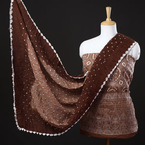 3pc Kutch Bandhani Tie-Dye Zari Work Satin Cotton Suit Material Se2